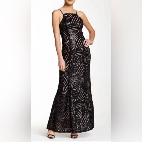 Trixxi Women's Dress Black Square Neck Sequin Formal Evening Size 9 - Picture 7 of 7